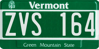 VT license plate ZVS164