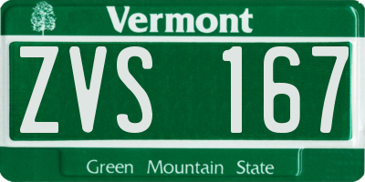 VT license plate ZVS167
