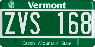 VT license plate ZVS168