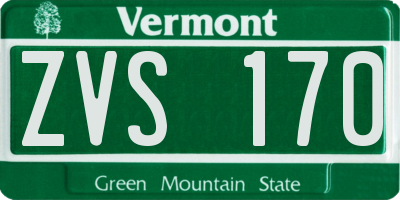 VT license plate ZVS170