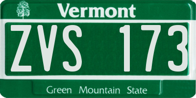 VT license plate ZVS173