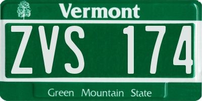 VT license plate ZVS174