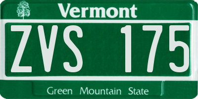 VT license plate ZVS175
