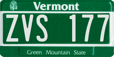 VT license plate ZVS177