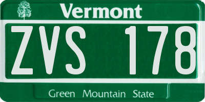 VT license plate ZVS178