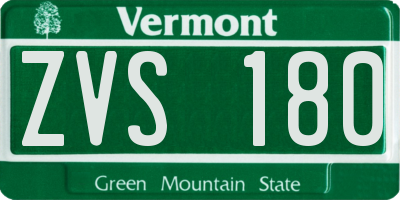 VT license plate ZVS180