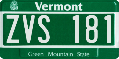 VT license plate ZVS181