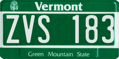 VT license plate ZVS183