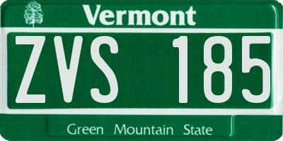 VT license plate ZVS185