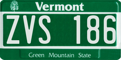 VT license plate ZVS186