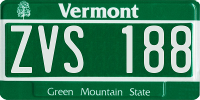 VT license plate ZVS188