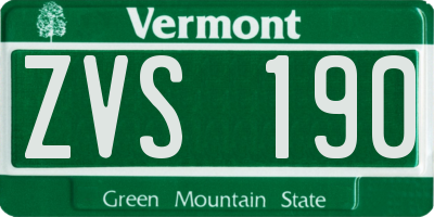 VT license plate ZVS190