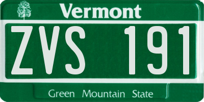 VT license plate ZVS191