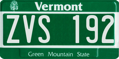 VT license plate ZVS192