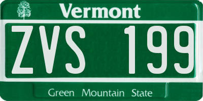 VT license plate ZVS199