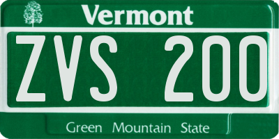 VT license plate ZVS200