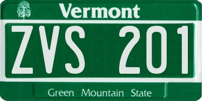 VT license plate ZVS201