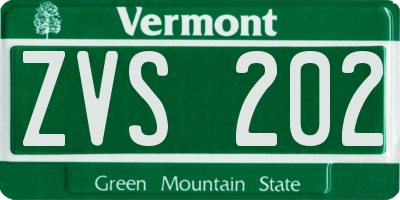 VT license plate ZVS202