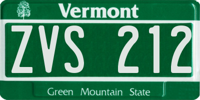 VT license plate ZVS212