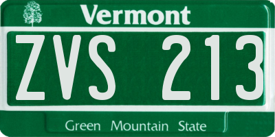 VT license plate ZVS213