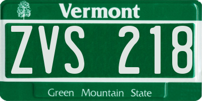 VT license plate ZVS218