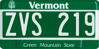 VT license plate ZVS219