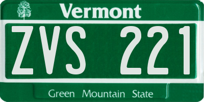 VT license plate ZVS221
