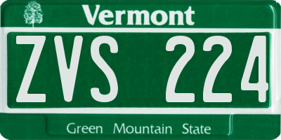 VT license plate ZVS224