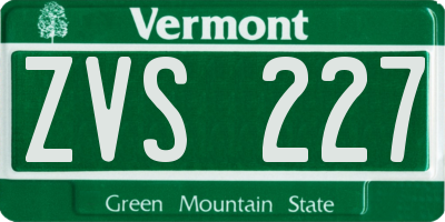 VT license plate ZVS227