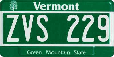 VT license plate ZVS229