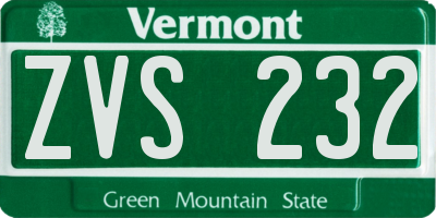 VT license plate ZVS232