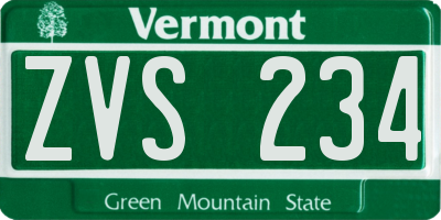 VT license plate ZVS234