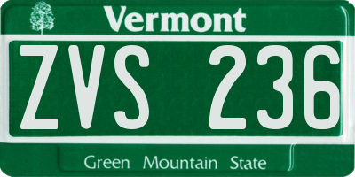 VT license plate ZVS236