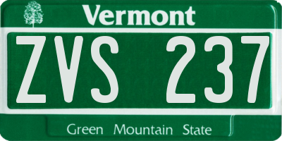 VT license plate ZVS237