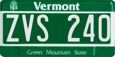 VT license plate ZVS240