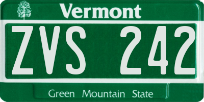VT license plate ZVS242