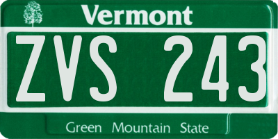 VT license plate ZVS243