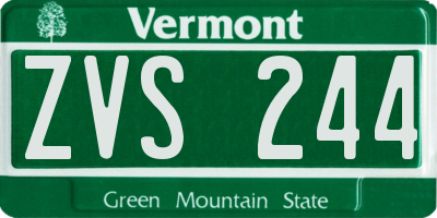 VT license plate ZVS244