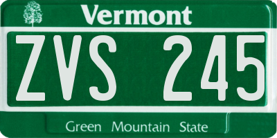 VT license plate ZVS245
