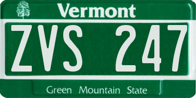 VT license plate ZVS247