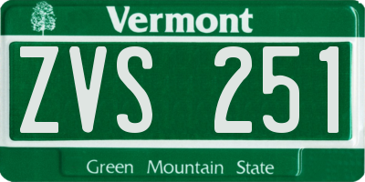 VT license plate ZVS251
