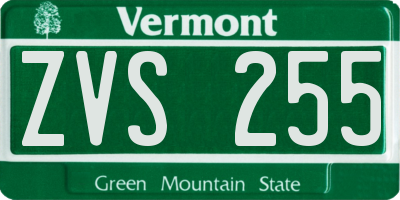 VT license plate ZVS255