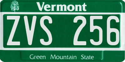 VT license plate ZVS256