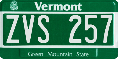 VT license plate ZVS257