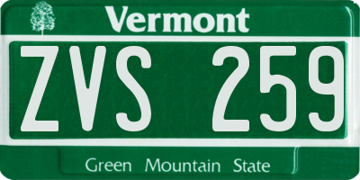 VT license plate ZVS259