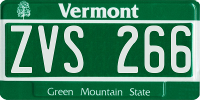 VT license plate ZVS266