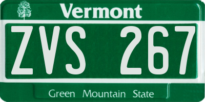 VT license plate ZVS267