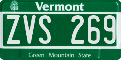 VT license plate ZVS269