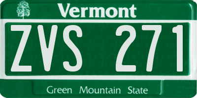 VT license plate ZVS271