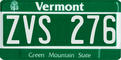 VT license plate ZVS276